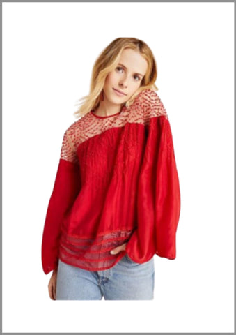 Red Cotton Silk Top